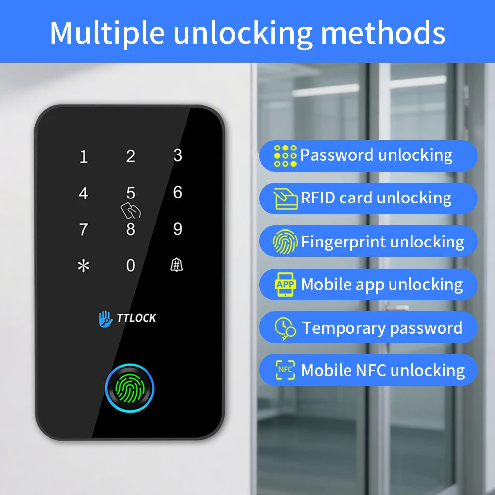 Asia-Teco IP67 Outdoor 13.56MHZ NFC Keypad Ttlock App Fingerprint MJ03 Work with G2 Gateway Password Access Controller System Vue