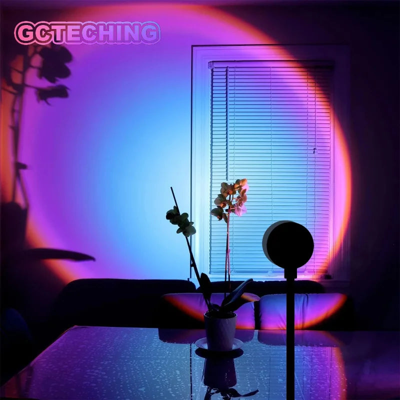 Rainbow Projection Lamp, USB Decorative Sunset Atmosphere Lamp, Multi-angle Rotatable, Suitable for Home Living Room and Bedroom Vue Default Title