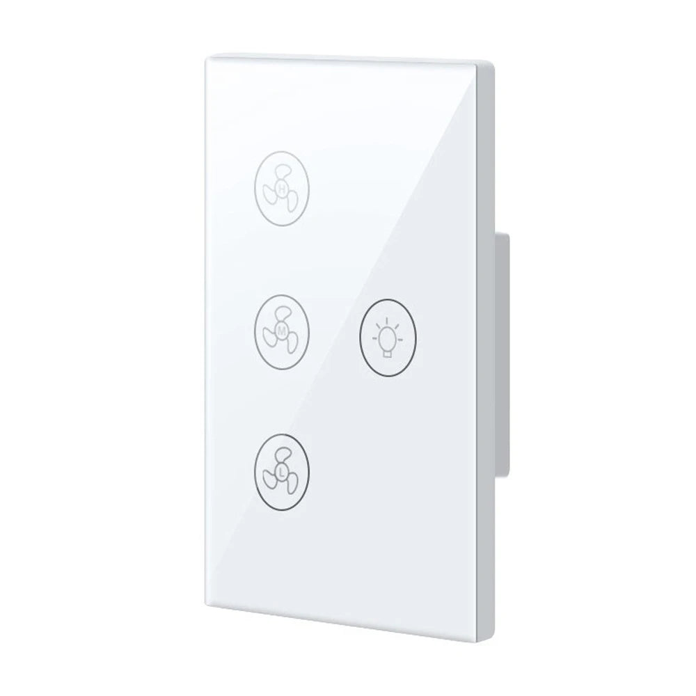 Tuya Wifi Smart Fan Switch Fan Light Ceiling Fan Lamp Switch Speed Adjustable App Voice Control Work with Alexa Google Home Vue WHITE