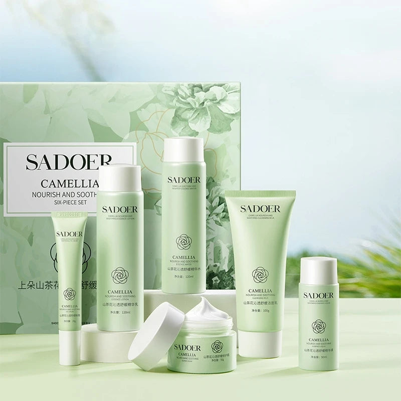 Camellia Flower Soothing and Hydrating Six-Piece Set of Moisturizing and Brightening Skincare Products Set Vue