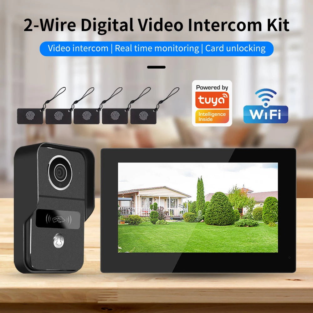 2 Wire 1080P 7/10 Inch WiFi Video Intercom Support Tuya APP Smart Home Video Door Phone RFID Access Control System for Apartmen Vue