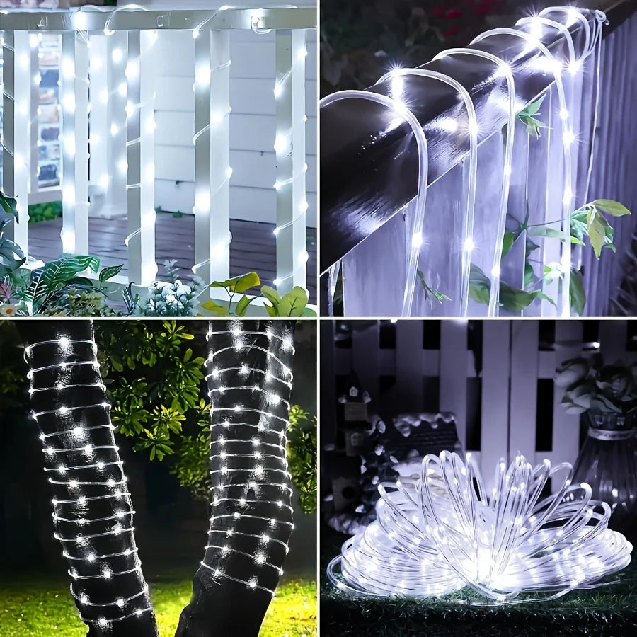 LED Solar Tube Rope Garland Lights Outdoor Waterproof Glow Fairy String Lamp For Garden Terrace Yard Fence Holiday Home Decor Vue