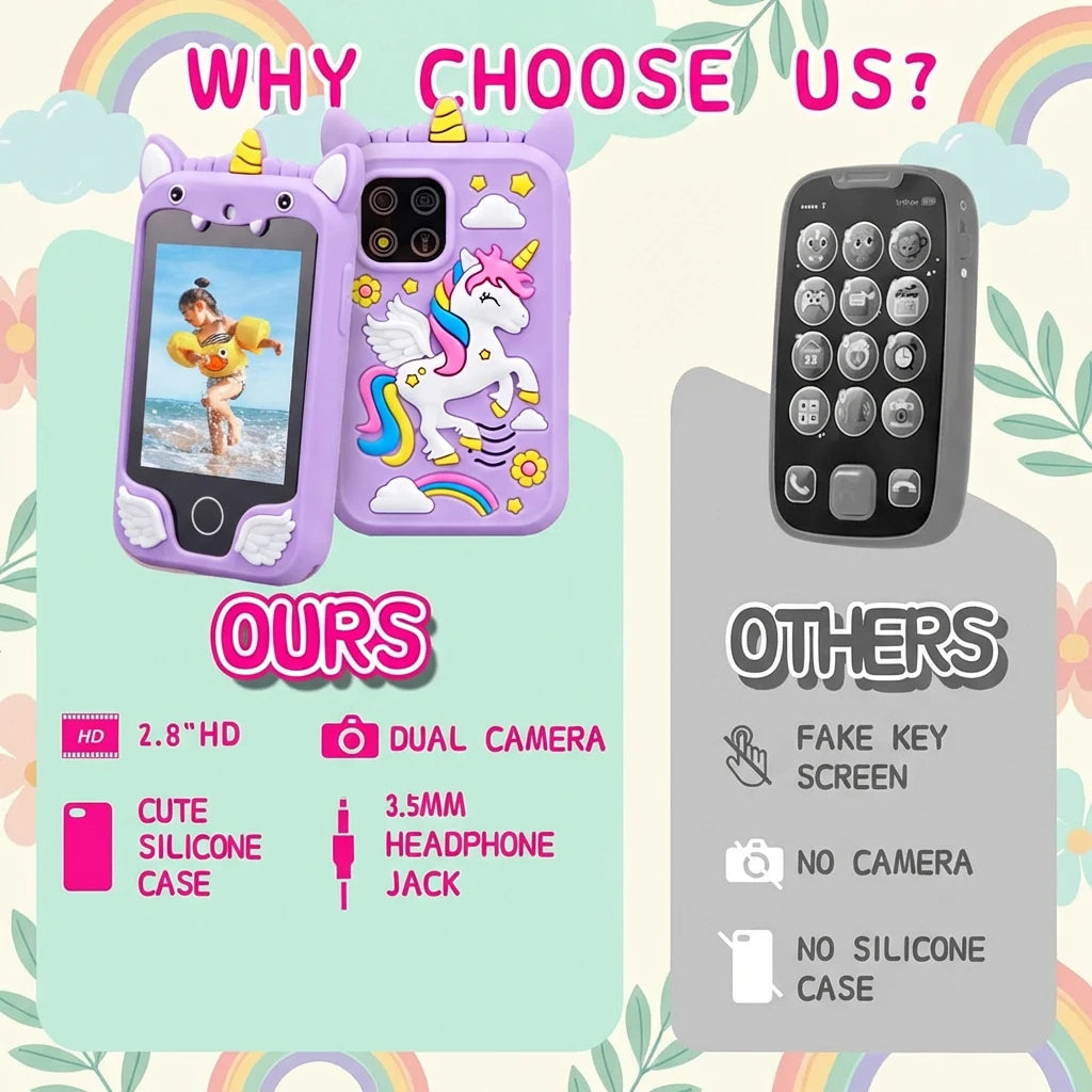Children Muscial Smart Phone Kids Toys Cartoon Unicorn Touchscreen Mobile Girls Boys Educational Toys Birthday Christmas Gifts Vue