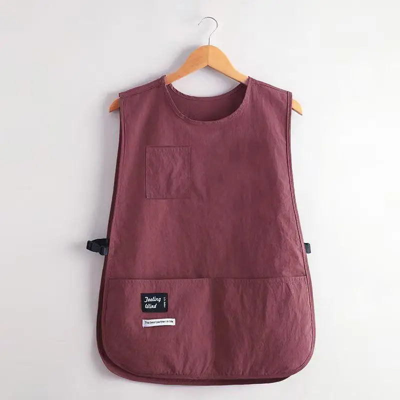 Waterproof Stain-resistant Apron Nylon Vest Breathable Sleeved Anti Vue Red