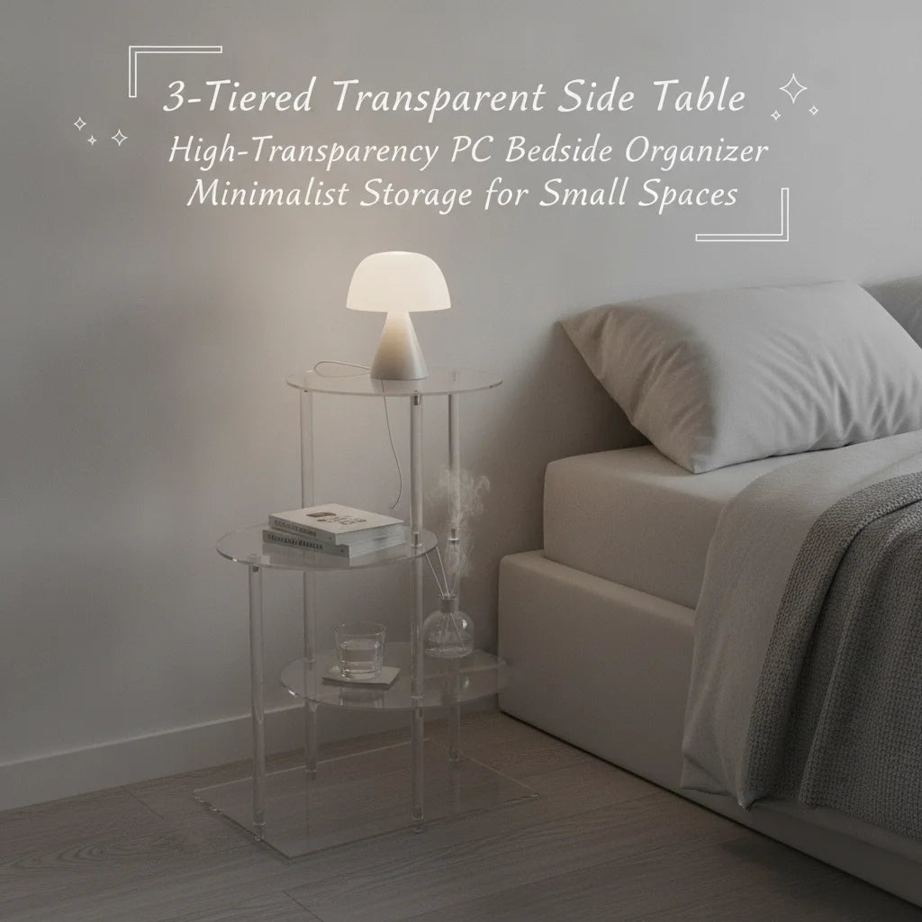 Clear 3-Tier Round Side Table | Acrylic Nightstand & End Table Tiered Side Table Vue United States