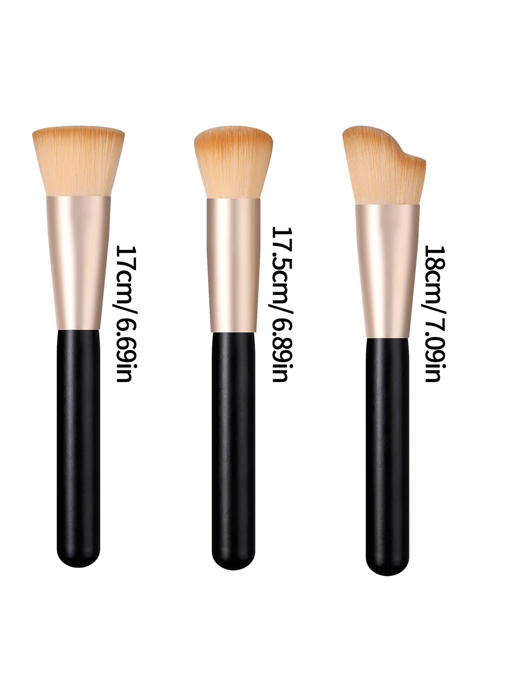 1Pc Single Wave Head Foundation Brush Black Handle Rose Gold Ferrule Dense Soft Synthetic Hair Liquid Cream Foundation Applicato Vue