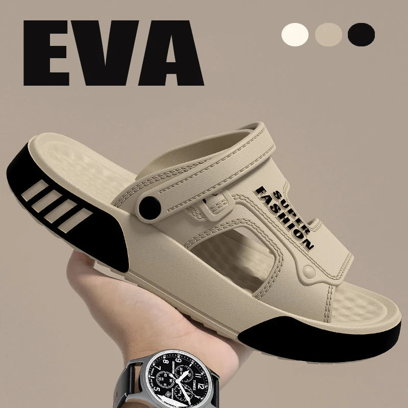 Men EVA Slides Platform Slippers Summer Soft-Sole Sandals Lightweight Indoor Outdoor Beach Flip Flops Home Shoes Vue