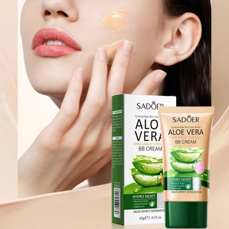 40g Aloe Vera Concealer Bb Cream, Contouring and Beautifying Makeup, Powerful Coverage Without Caking, Delicate Texture, Moisturizes the Skin, Available in Natural Color and Ivory White Vue