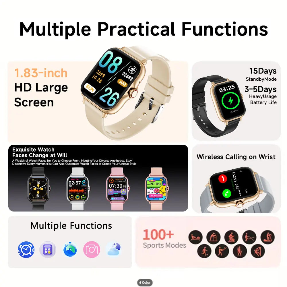 Ultra-Low Power Chip Smartwatch for Andorid/IOS Bluetooth Call Music Control Sports Voice Assistant Metal Body Christmas Gifts Vue