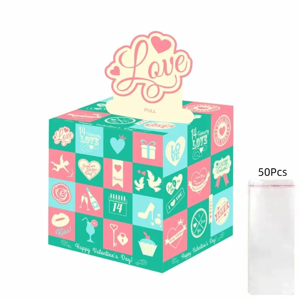 Surprise Valentine's Day Cash Pull Box Paper Love Heart Birthday Money Box Roll-up Banknote DIY Money Holder Pumping Money Box Vue StyleG 50Pcs Clear 5x5x5cm