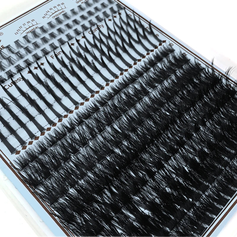 15Rows Lash Clusters Spikes Eyelash Extensions Spiky Lashes Extension Thick Individual Cluster Lashes with Spikes&Bottom Lashes Vue