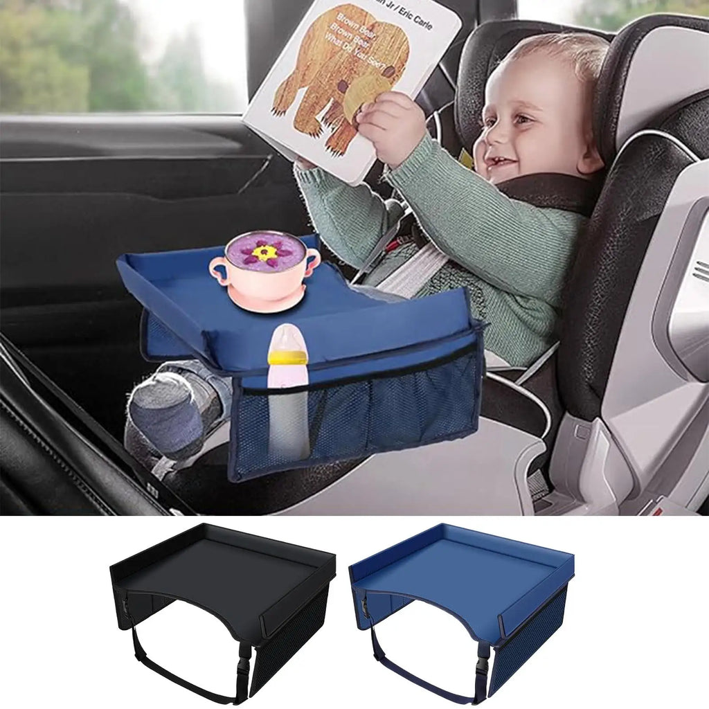 40x32x20cm Car Seat Travel Tray for Kids, Foldable Non-Slip Desk Organizer, Road Trip Activity Table with Cup Holder Accessories Vue