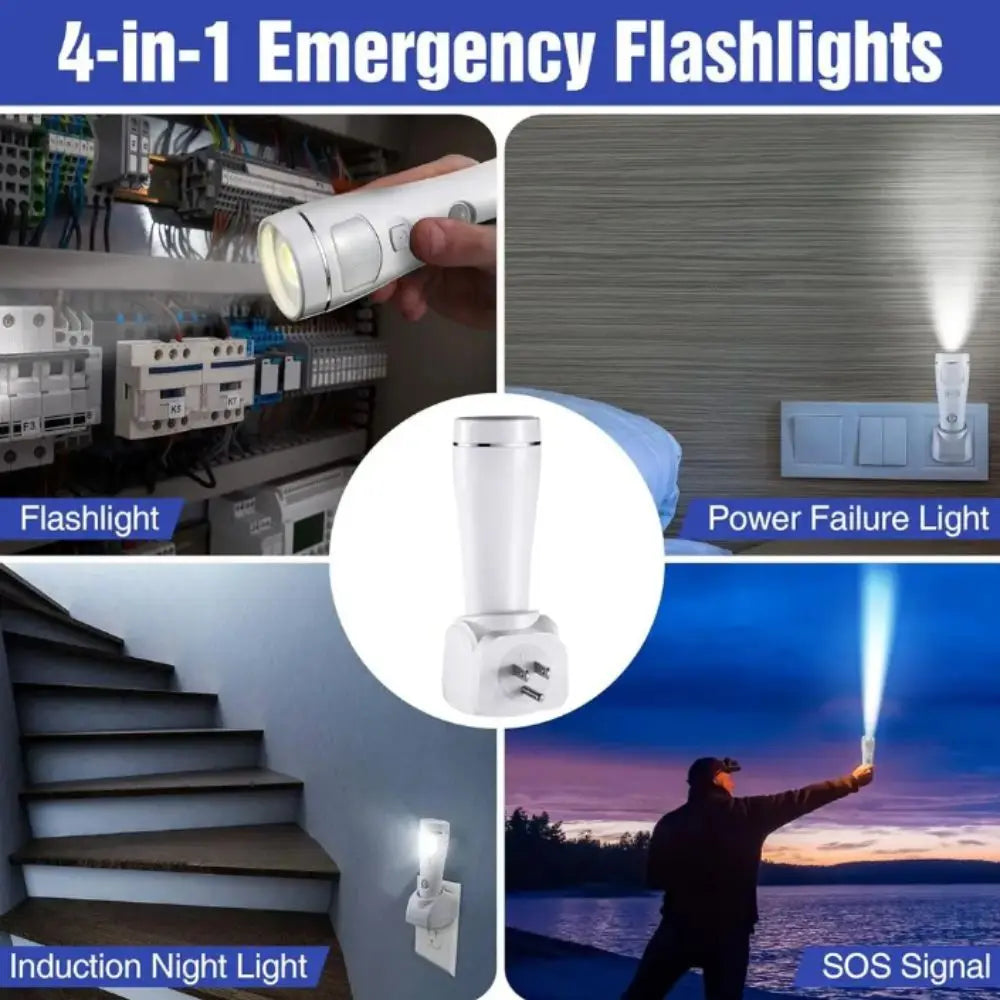 4 in 1 LED Emergency Lights Rechargeable Motion Sensor Motion Sensor Night Lights LED Automatic Turn On Plug-in Flashlight Home Vue