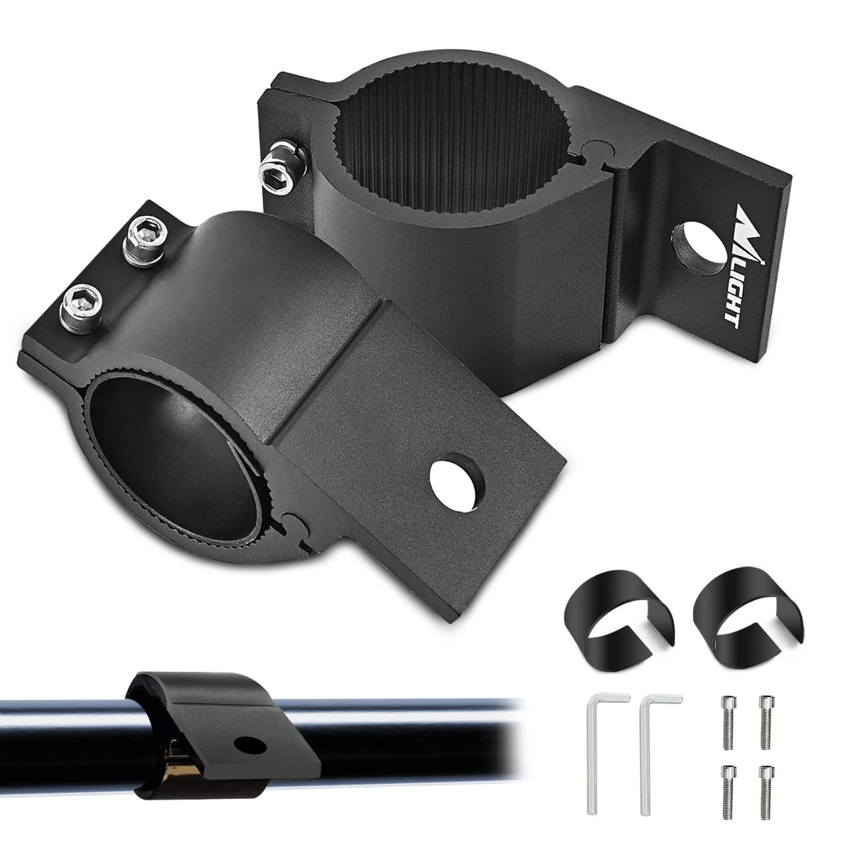 Nilight Tube Clamp Bracket Fit 1.81 to 2.13 Inch Round Bull Bar Crash Bar Guard Roof Rack Roll Cage Bumper for Offroad LED Light Work Driving Whip Lights Mounts on Truck ATV UTV Vue