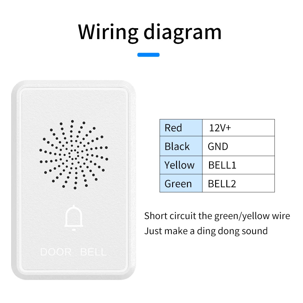 4Wire Wired Doorbell DC12V Access Control Door Bell Electronic Dingdong Ringtone Ring Buzzer Home Security Access Control System Vue