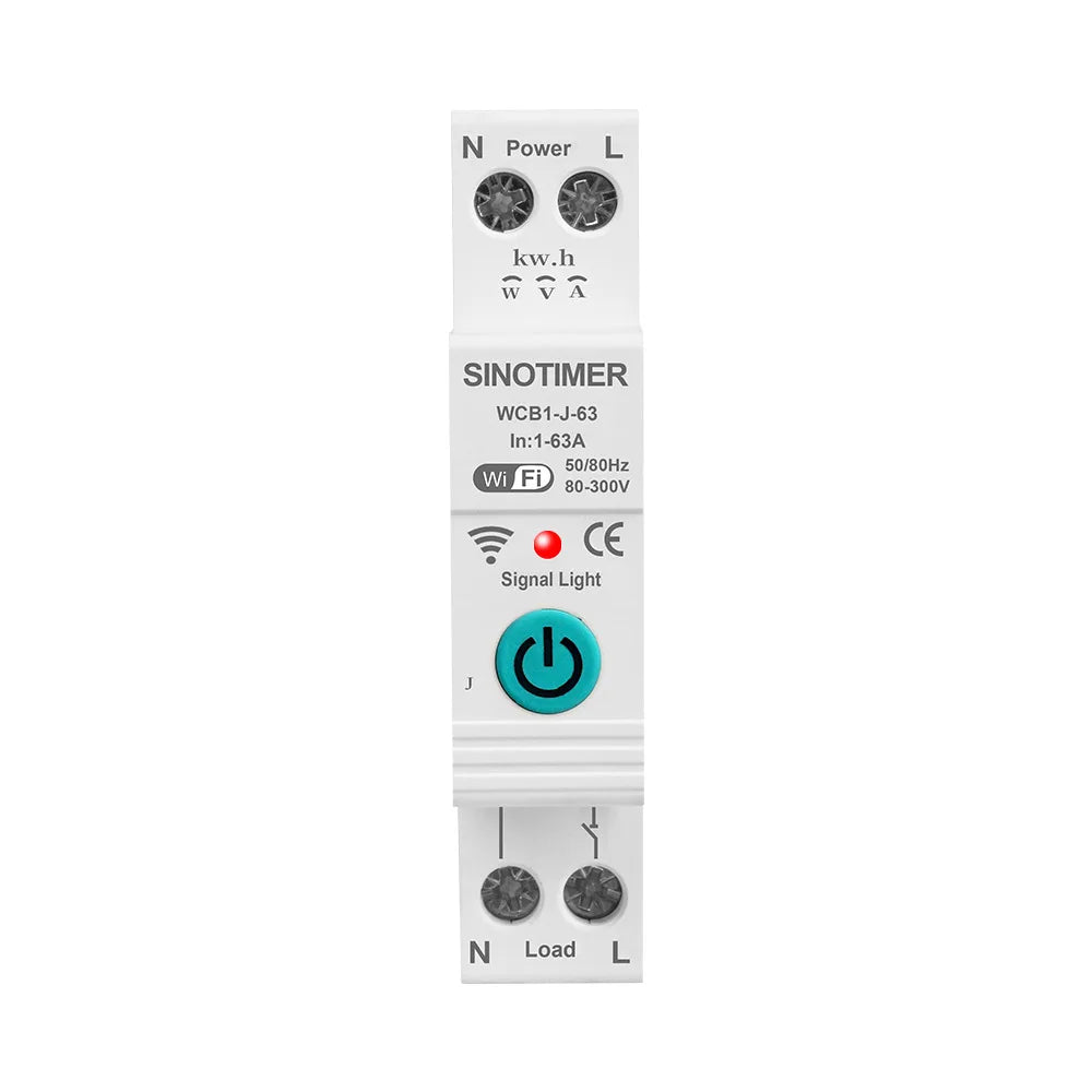 Tuya WiFi Smart Circuit Breaker 80-300V 63A Remote Mobile Phone Control Single-phase Circuit Breakers Switch Metering Timer Vue
