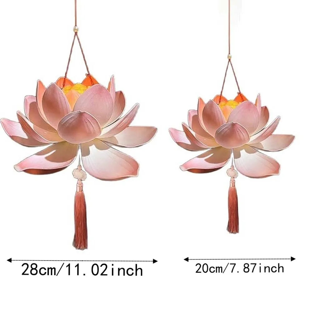 Ancient Style Lotus Lantern Creative Design Elegant Tassel Flower Lamp DIY Material Warm Light Handheld Light Festival Gift Vue