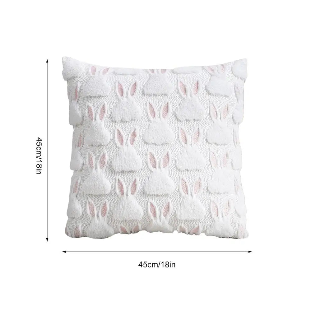 Easter Pillow Covers Cute Rabbit Cushion Wrap 18x18in Embroidered Ears Farmhouse Easter Pillow Covers for Bedroom Home Decor Vue White