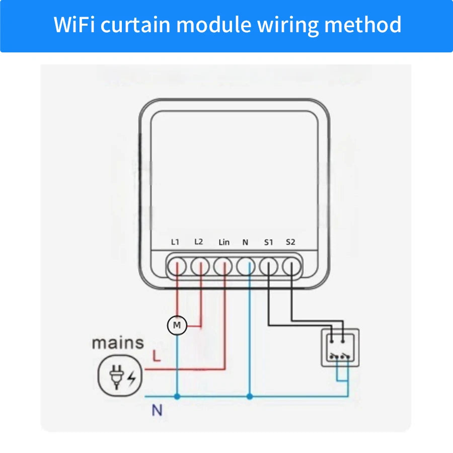 Tuya Smart Wifi Curtain Switch Module Automatic for Roller Blinds Shades Rolling Garage Door Projector Alexa Google AC 100-240V Vue