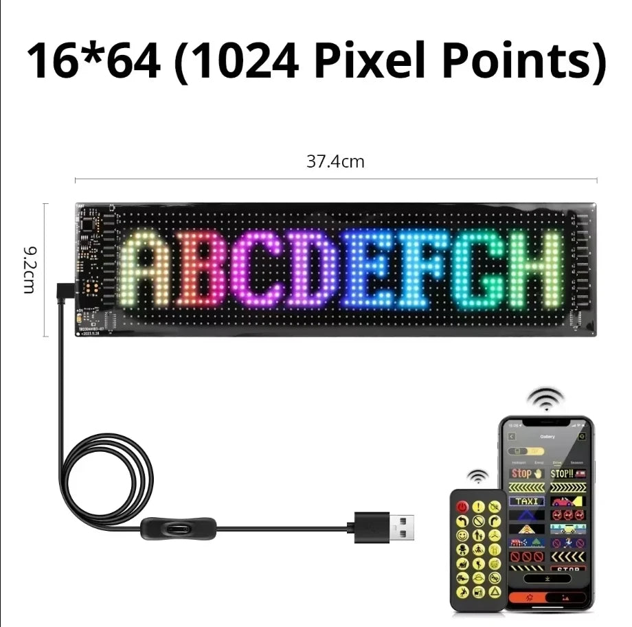 LED Eyes for Truck Windshield DIY Programmable LED Matrix Panel with Bluetooth APP & Remote Control for Truck/Windshield Vue 16x64pixels