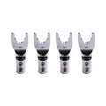 Hot-Non-Magnetic 4Pcs Speaker Wire Y Spade Splitter Plug U Fork Amp Connectors Easy Installation No Welding Vue Silver