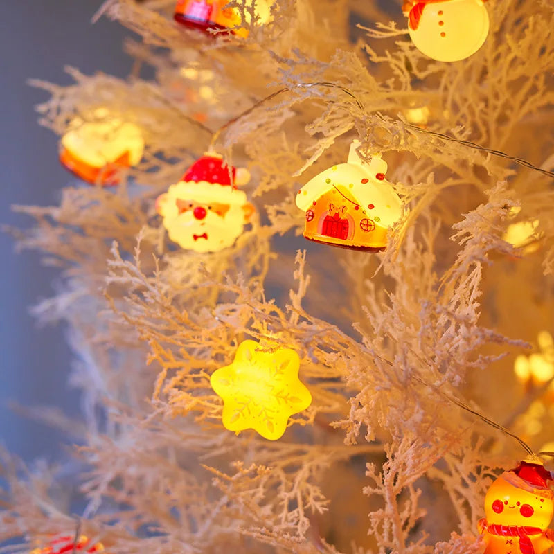 20LED Christmas String Lights, Battery Operated - Santa/Snowman/Tree Design for Indoor Party Bedroom Xmas Decoration Gift Vue