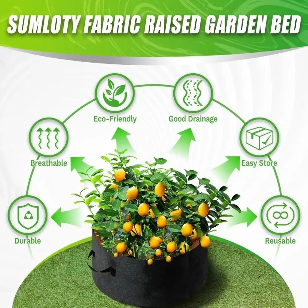 7 Grids Garden Grow Bags Circular Freestanding Divided Planter Heavy Duty Felt Root Aeration Plant Nursery Vue