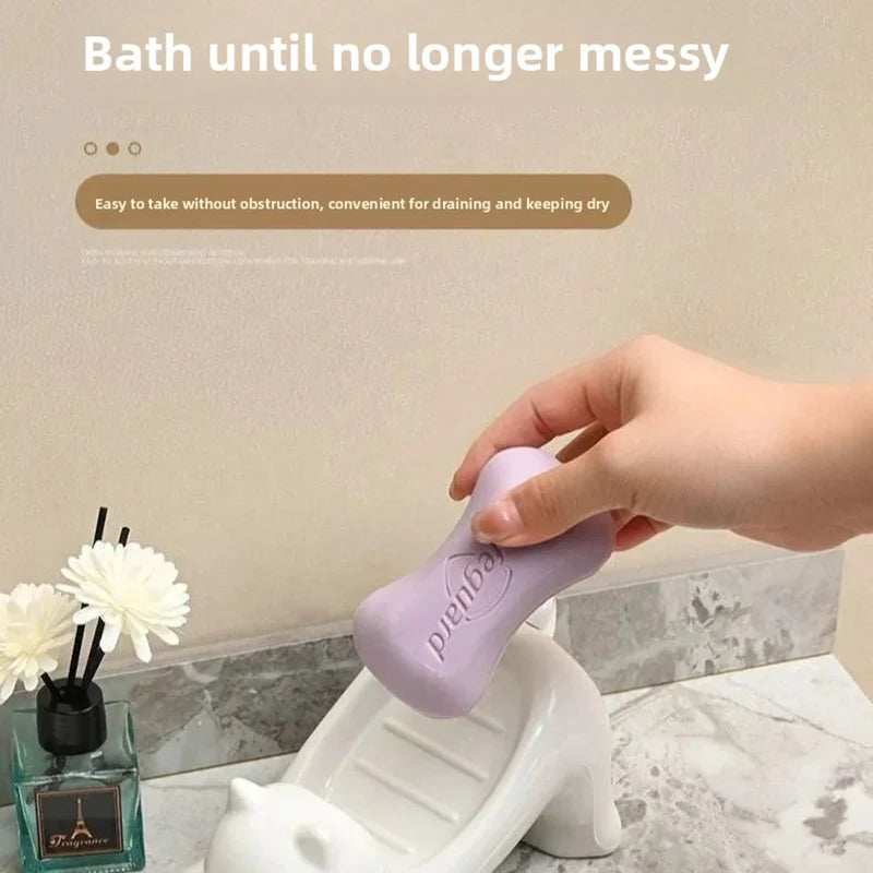 Cartoon Cat Plastic Drain Soap box, Creative and Cute Bathroom Shelf, Fragrance Soap box, Washbasin,Bathroom Vue