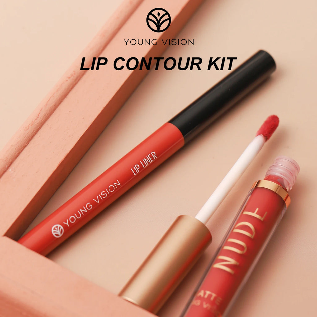 YOUNG VISION 2-color matte long-lasting color lip liner set waterproof anti-sweat non-stick cup lip gloss rotatable lip liner Vue