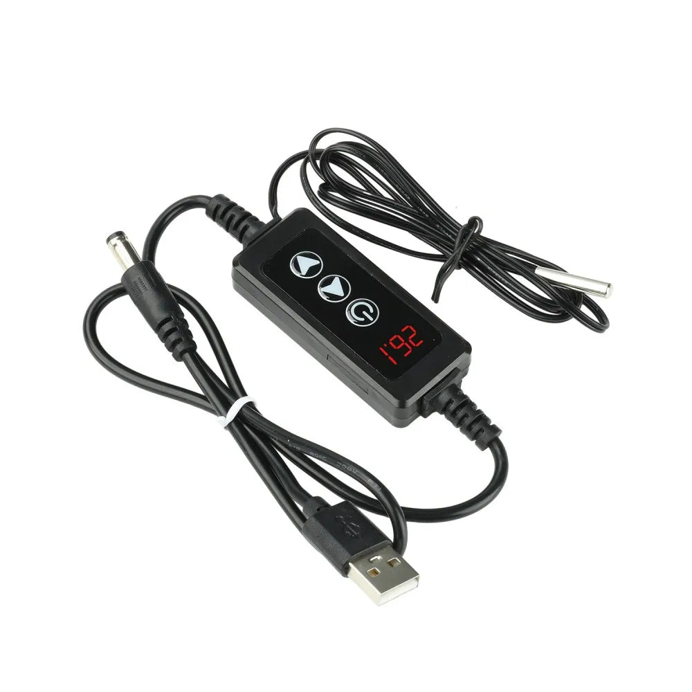 W-3301A Line Controlled Digital Thermostat Timer Switch DC 5-24V Heating Cooling Mode -20~120℃ NTC Probe 999 Min Timer Lock Vue