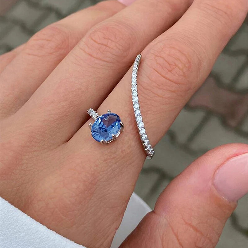 Huitan Geometric Cubic Zirconia Ring – Women's Wedding Band Fashion Ring Vue H475 9