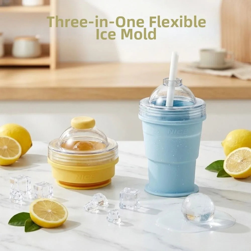Foldable Ice Ball Cup Portable Press Easy Demoulding Cube Tray