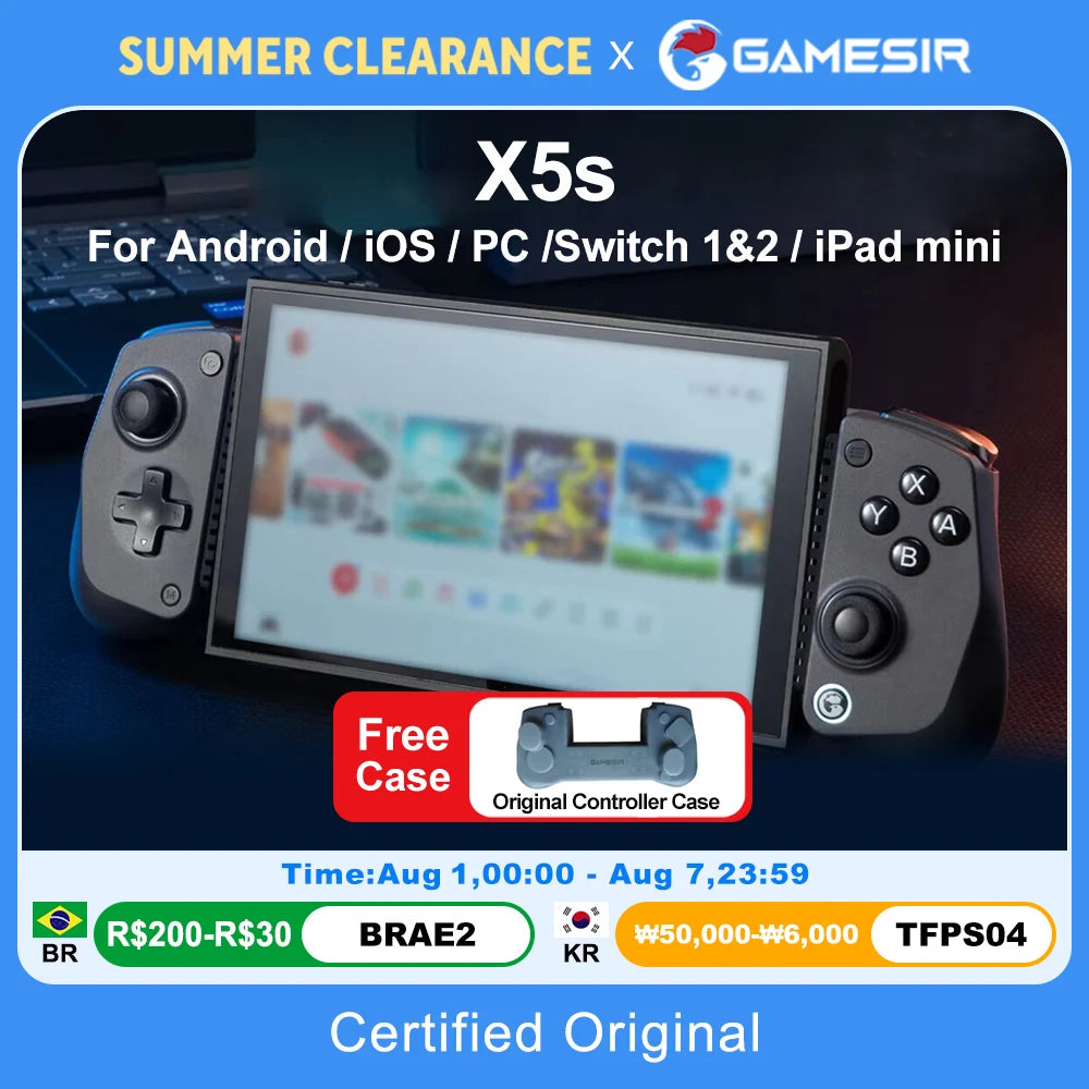 GameSir X5s Wireless Mobile Gaming Controller for Android iOS PC Gamepads Nintendo Switch 2/1 Controle 6-Axis Gyro HD Rumble Vue