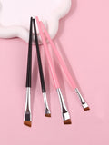 4PCS Liquid Eyeliner Brush Ultra Thin Fine Oblique Angle Flat Head Eyebrow Brush Vue Black Pink