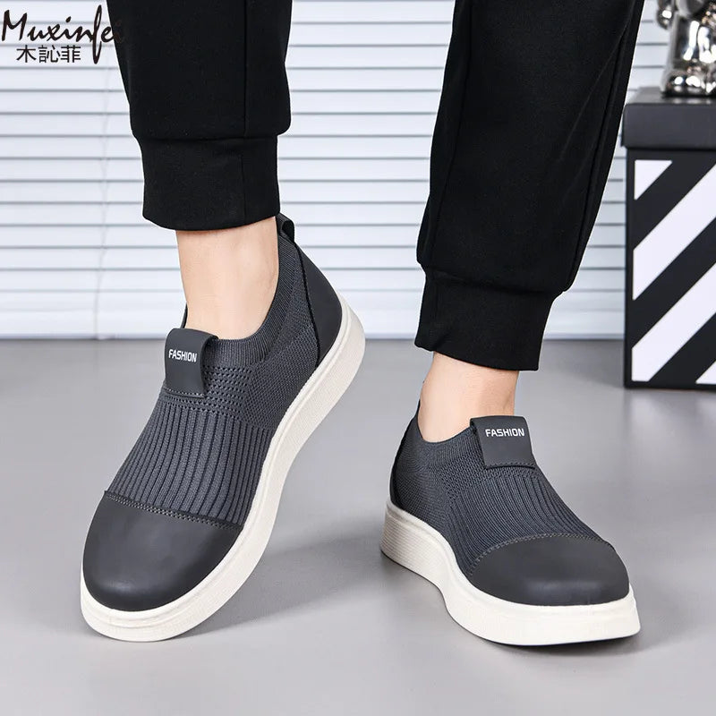Men's Slip-On Mesh Canvas Sneakers – Breathable Board Shoes Slip-On Canvas Sneakers Vue