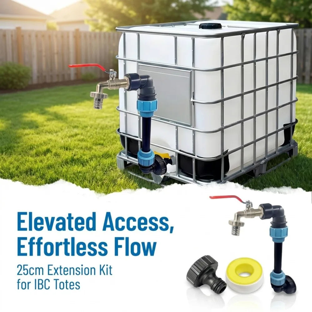 Metal Faucet IBC Tank Gooseneck 25cm Height Pipe Outlet Valve Faucet Adapter Connection Kit Durable Gooseneck Outlet Tap Vue