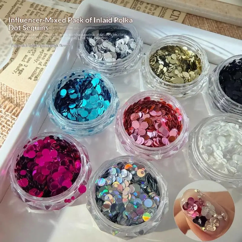 1-3mm Round Dot Shiny Nail Glitter Flakes Sequins DIY Salon Manicure Nail Art Decor Supply Vue