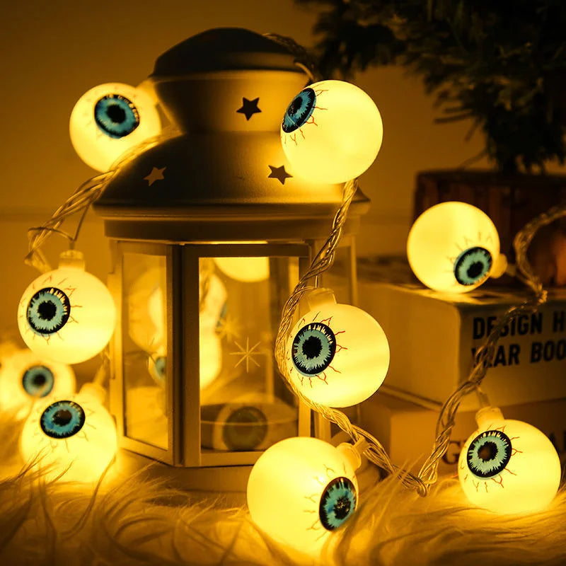 Halloween Eyeball Led String Lights Indoor Atmosphere Christmas Decoration Girl Room Battery Lights Outdoor Waterproof Outdoor Vue