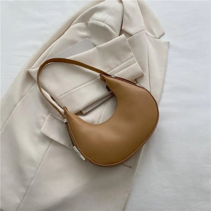 Fashion Design PU Leather Hobo Shoulder Bag Women Small Clutch Handbag Purse Female Underarm Bag Travel Totes Vue Khaki