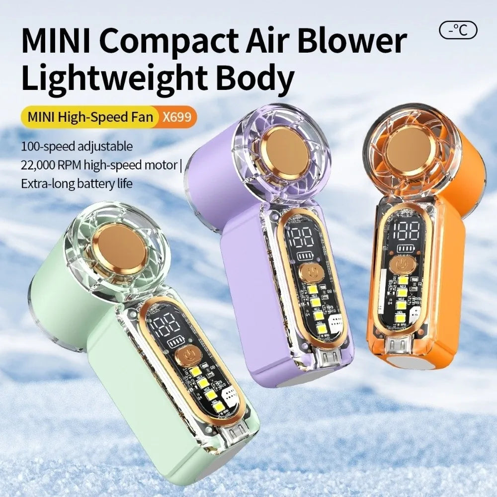 Portable Rechargeable Mini Handheld Fan Light Speed Pocket 100