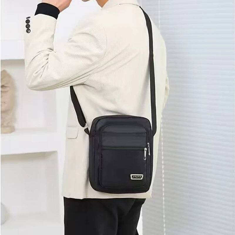 Neutral Shoulder Bag Men Women Multiple Pockets Made Nylon Material