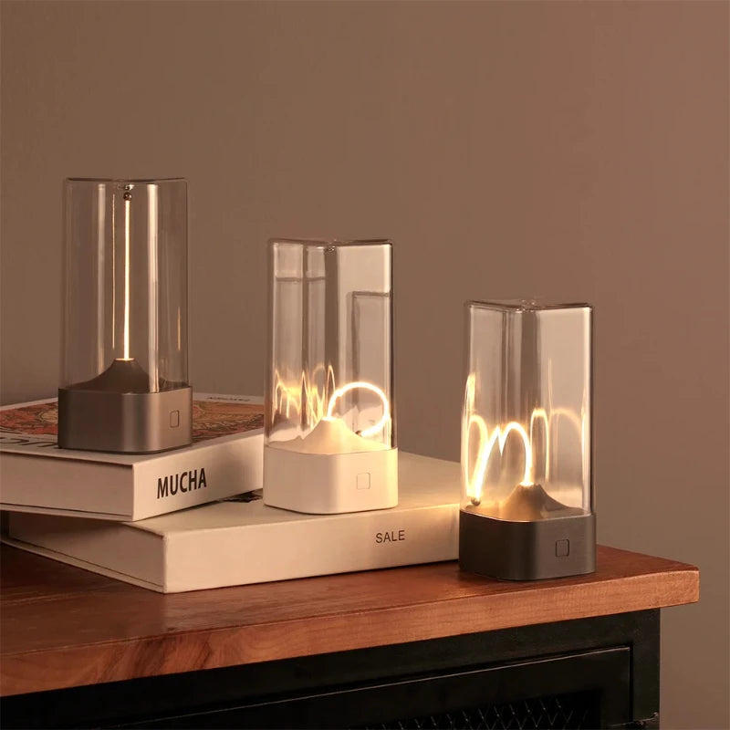 LED Minimalist Cordless Table Lamps 3 Levels Dimmable Rechargeable Camping Atmosphere Light Magnetic Filament Wireless Lamp Vue
