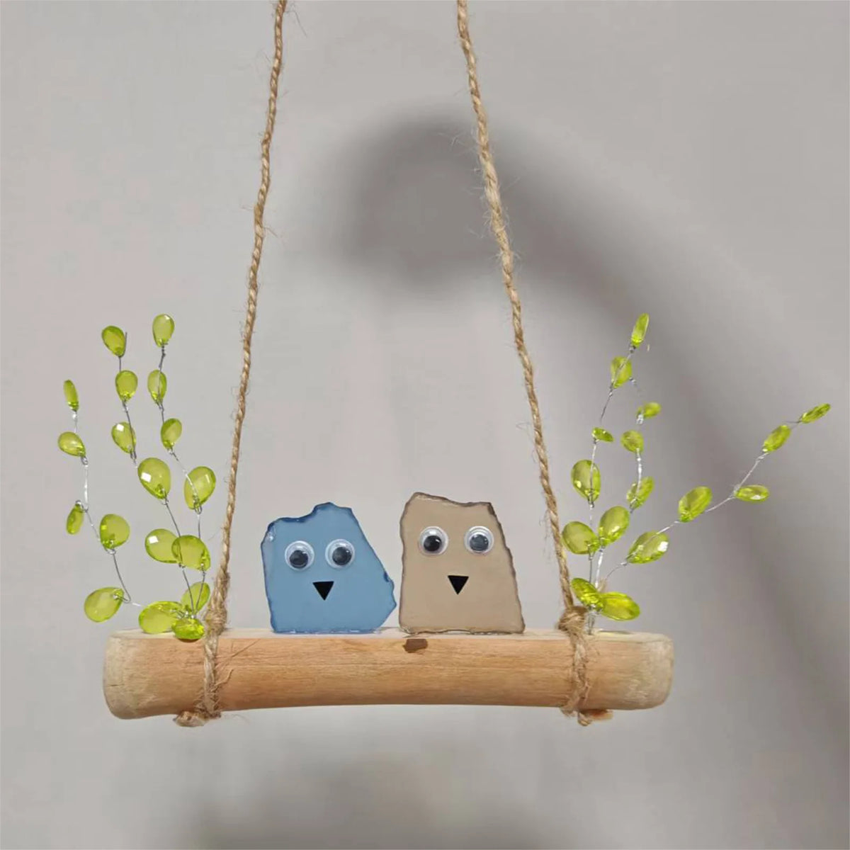 Handmade Sea Glass Rainbow Birds Driftwood Wall Art Ornament Wall Hanging Ornament Vue