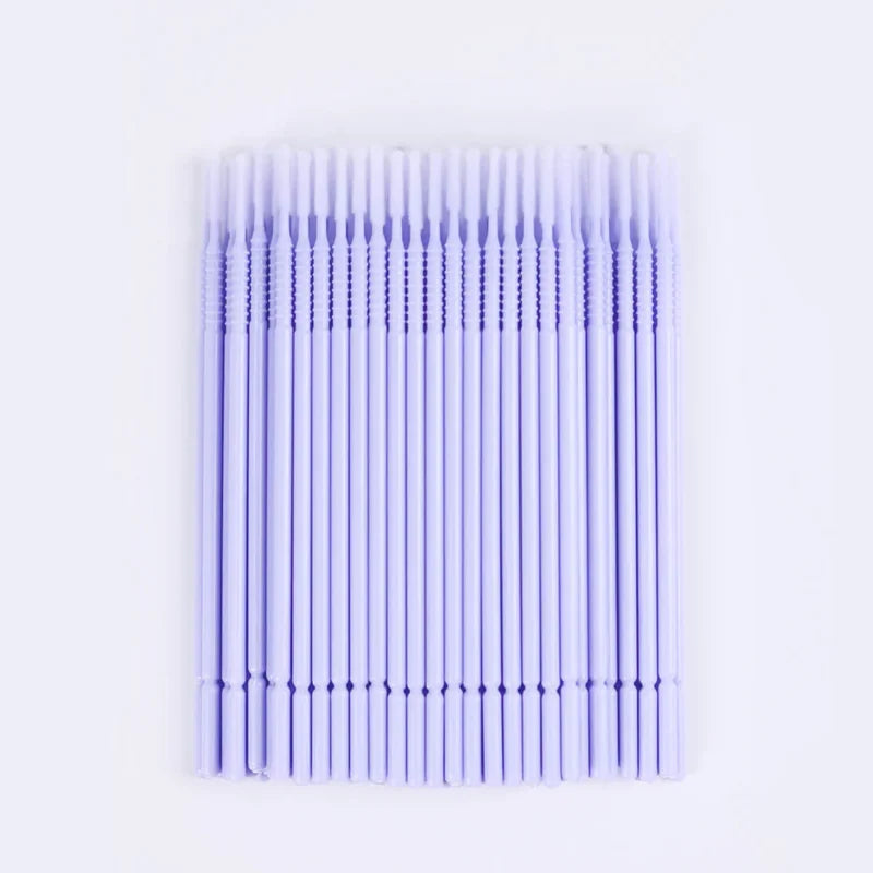 100-Pack Long Tip Micro Brushes – Mascara Wands & Lash Tools Lash Applicator Brushes Vue PURPLE