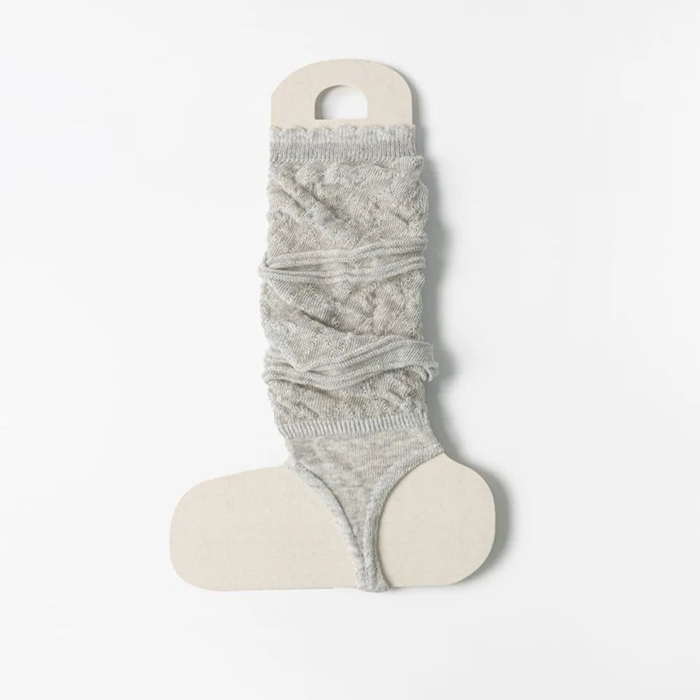 1 Pair Thin Knit Stirrup Slouch Socks Hollow Pattern Breathable Feel Vue Light Grey 35-39