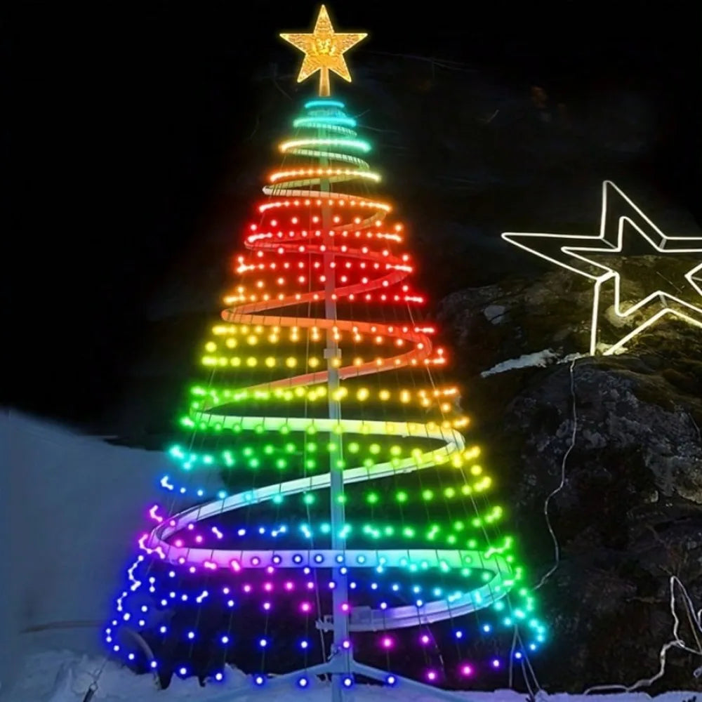7ft Smart Christmas Tree Lights LED String Lights with Star Topper DIY Pattern Timer Music Sync APP Control for Xmas Tree Decor Vue