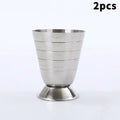 1 Bar Cocktail Glass Mixed Drink Measure Cup Stainless Steel Shaker Vue 2pcs