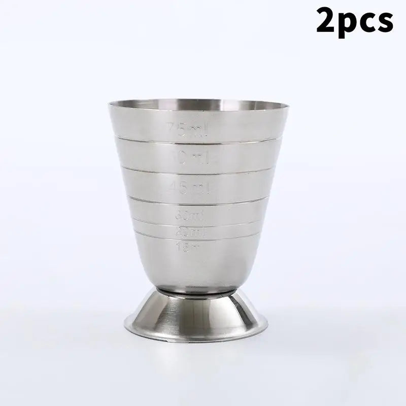 1 Bar Cocktail Glass Mixed Drink Measure Cup Stainless Steel Shaker Vue 2pcs