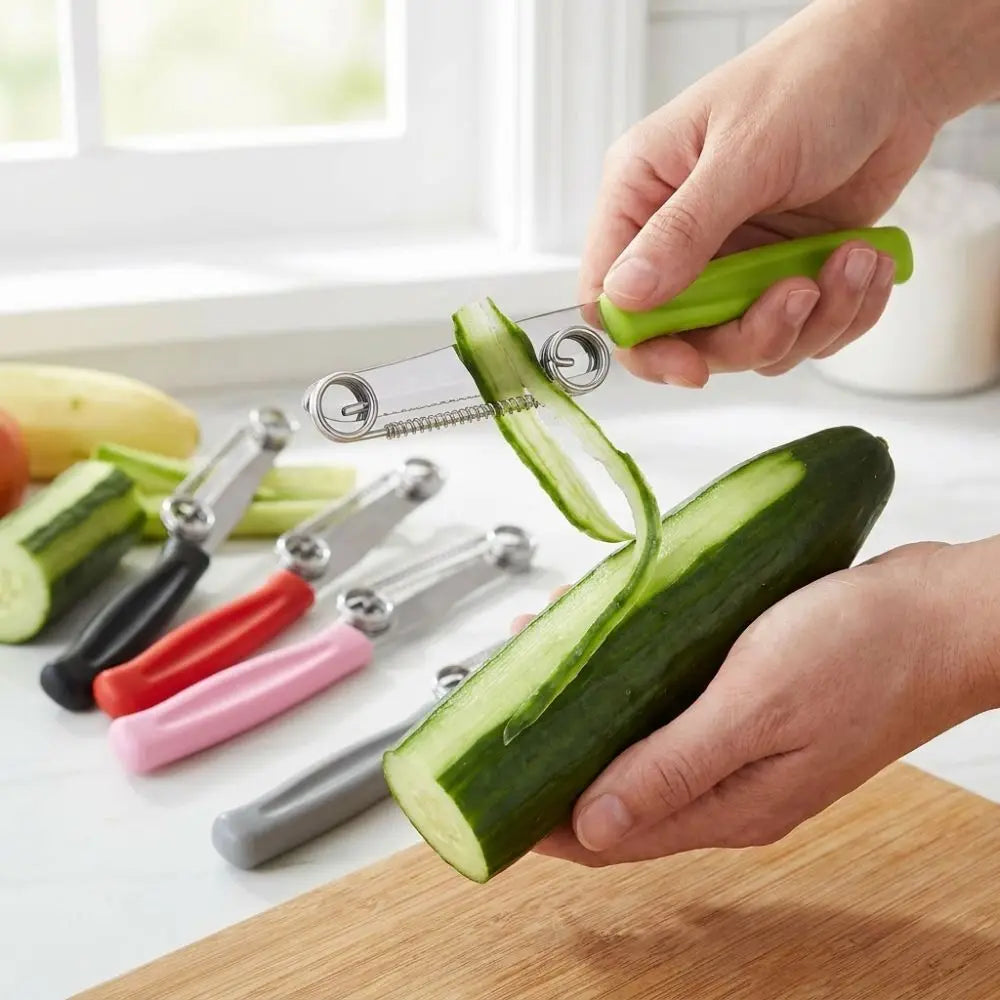 Stainless Steel 2 in 1 Peeler Slicer Quick Slicing Portable Vegetable Fruit Peeler Rustproof Sturdy Handle Scallion Cutter Vue