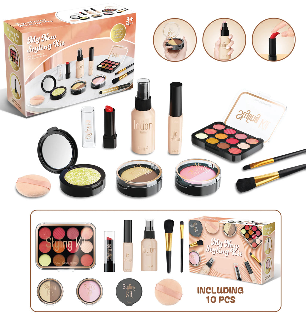 Simulated Makeup Toys, Play Cosmetics Girl Gifts Fake Makeup Set Toy Simulated Lipstick Powder Blusher Not Real Makeup for Kids Vue 598028